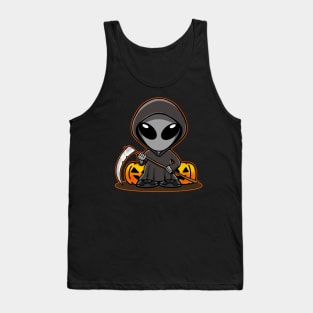 Space Alien Halloween Grim Reaper Tank Top